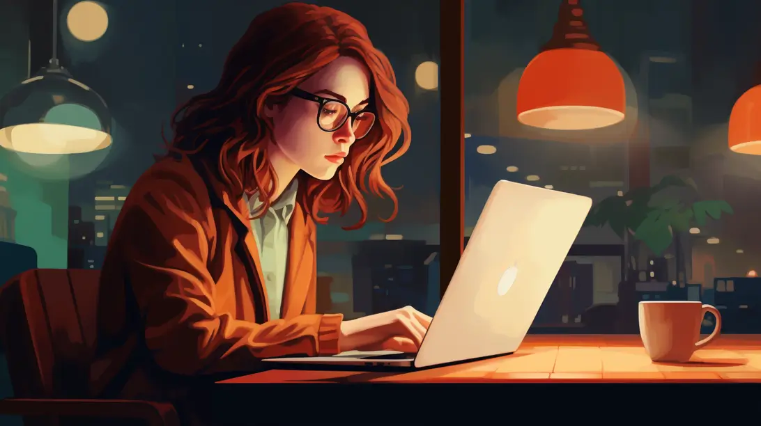 A concentrated woman working on her computer